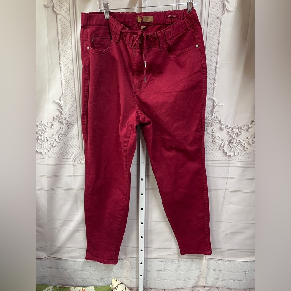 Judy Blue Women's Cranberry Burgundy Red Drawstring 14W Jeans